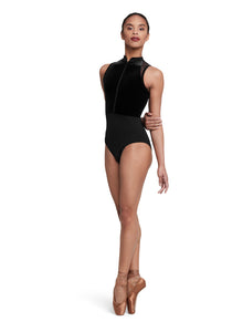 Ladies Eloise Zip Front Black Leotard