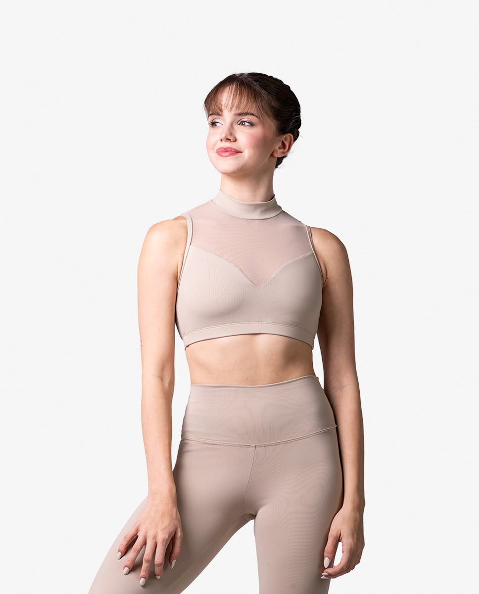 Womens Sophie LULLI Mock Neck Top -Dark Sand