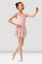 Load image into Gallery viewer, Girls Mirella Paisley Pink Double Scoop Neck Skirted Leotard
