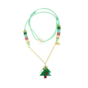 Tree Christmas Green Necklace