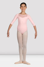 Load image into Gallery viewer, Girls Mirella Glow Girl 3/4 Pink Sleeve Leotard
