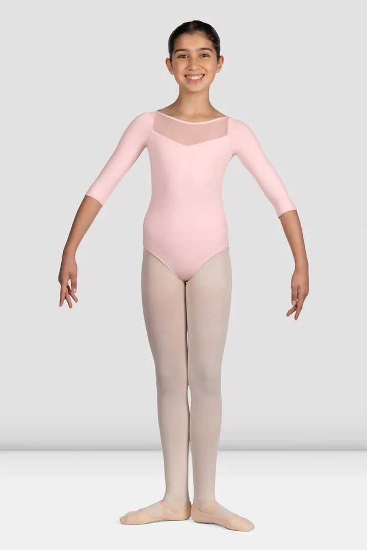 Girls Mirella Glow Girl 3/4 Pink Sleeve Leotard