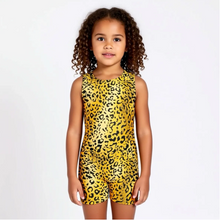 Load image into Gallery viewer, Girls Gold Shimmer Cheetah Playsuit
