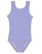 Load image into Gallery viewer, Girls Twinkly Lavender Velvet Leotard
