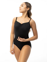Load image into Gallery viewer, Adult Black Stardust Pinch Front Camisole Leotard
