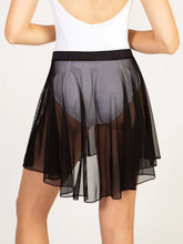 Load image into Gallery viewer, Adult Black Balletcore Midi Length High Low Skirt
