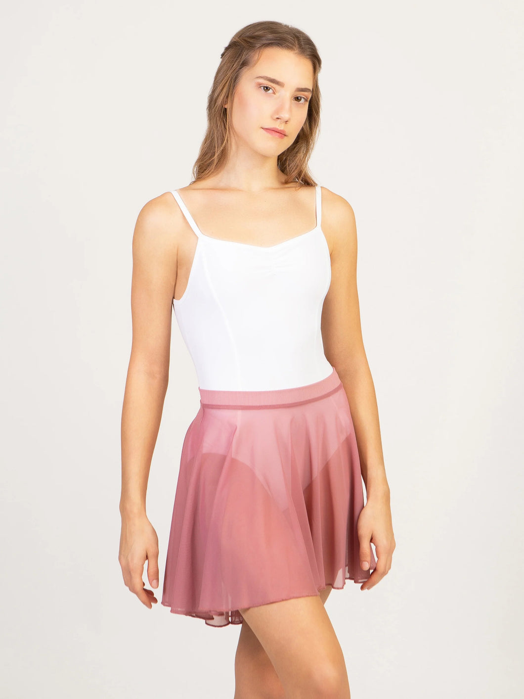Adult Pink Balletcore Midi Length High Low Skirt