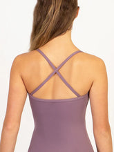 Load image into Gallery viewer, Adult Purple Balletcore Ribbed V Front Camisole Leotard
