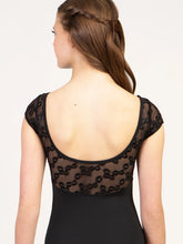 Load image into Gallery viewer, Adult Daisy Chain Empire Sweetheart Black Cap Sleeve Leotard
