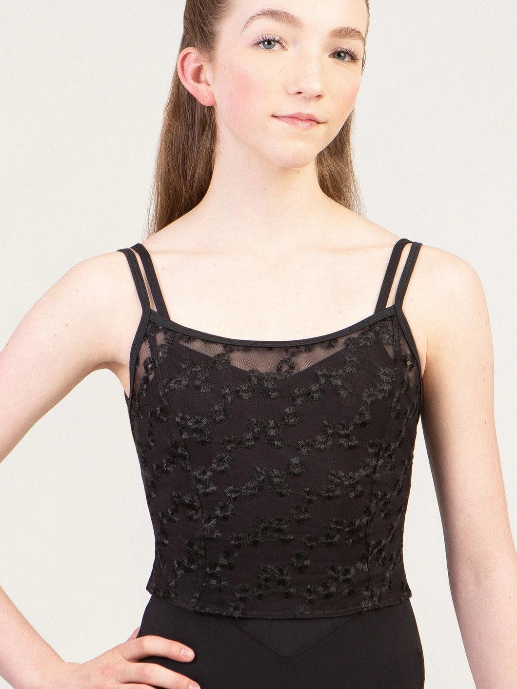 Adult Daisy Chain Embroidered Mesh Camisole Top