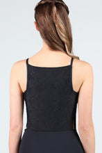 Load image into Gallery viewer, Adult Black Parisian Macaron Square Neck Camisole Leotard
