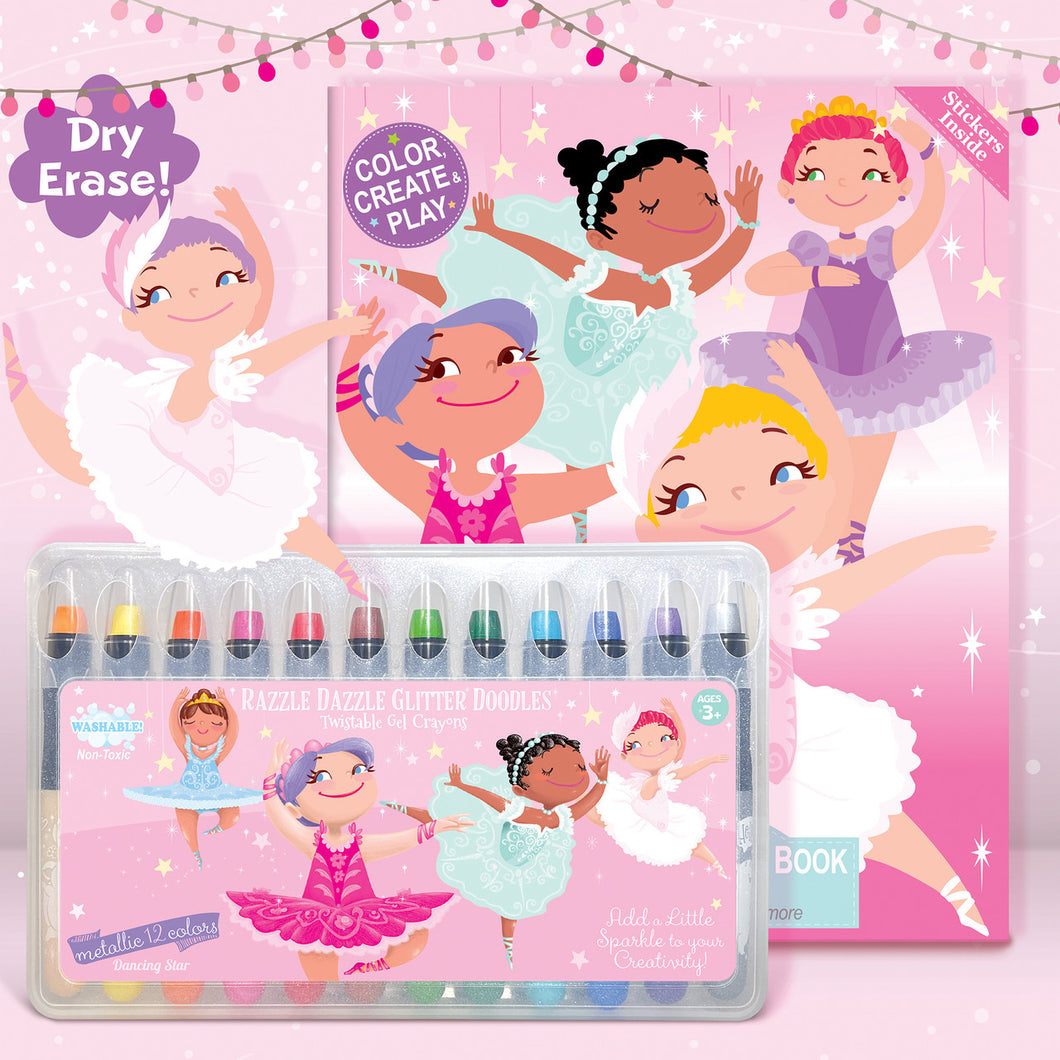 Glitter Ballerina Dry Erase Coloring Gift Set