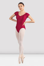 Load image into Gallery viewer, Ladies Mirella Raspberry Glow Cap Sleeve Leotard
