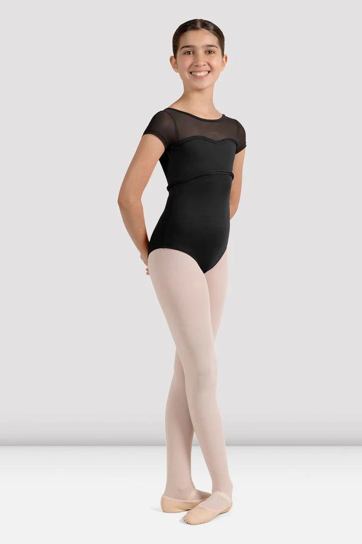 Girls Mirella Black Miami Cap Sleeve Leotard