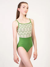 Load image into Gallery viewer, Ladies Flower Power Square Back Camisole Green Leotard
