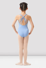 Load image into Gallery viewer, Girls Mirella Blue Paisley Scoop Neck Camisole Leotard
