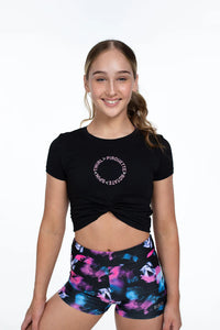 Pirouette Active Twist Front Black Tee