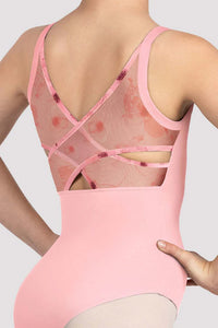 Girls Lila Floral Camisole Leotard Candy Pink