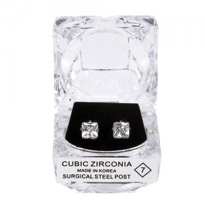 Square CZ Post Earrings