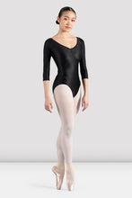 Load image into Gallery viewer, Ladies Mirella Glow 3/4 Black Sleeve Leotard
