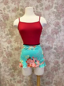 Ladies Pistachio Green & Coral Floral Skirt