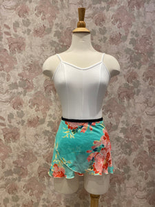 Ladies Pistachio Green & Coral Floral Skirt