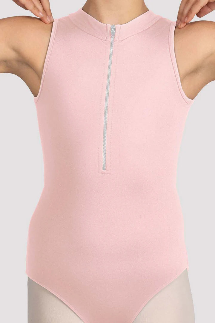 Girls Pink Glow Girl Zip Front Leotard