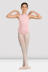 Girls Pink Glow Girl Zip Front Leotard