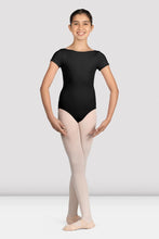 Load image into Gallery viewer, Girls Mirella Black Glow Girl Cap Sleeve Leotard
