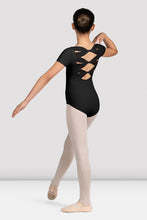 Load image into Gallery viewer, Girls Mirella Black Glow Girl Cap Sleeve Leotard
