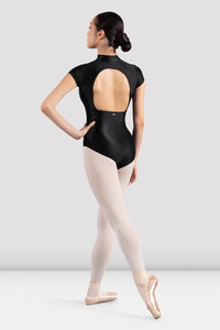 Ladies Mirella Black Glow Zip Front Leotard