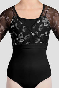 Girls Isobel Floral 3/4 Sleeve Top Black