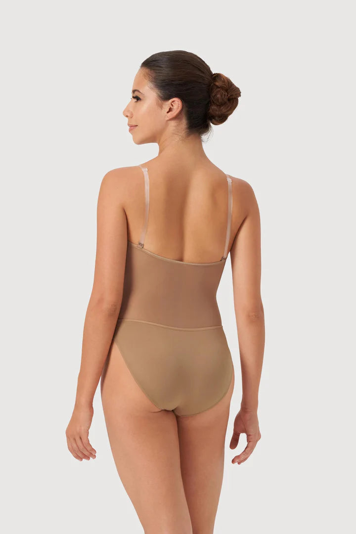 Ladies Cordelia Mesh Panel Bodysuit -Tan