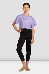 Girls Glow Girl Ballerina Lilac Print Crop Top