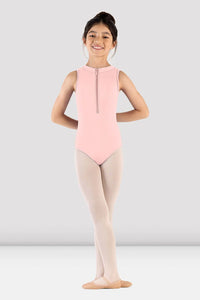 Girls Pink Majesty Zip Front Leotard