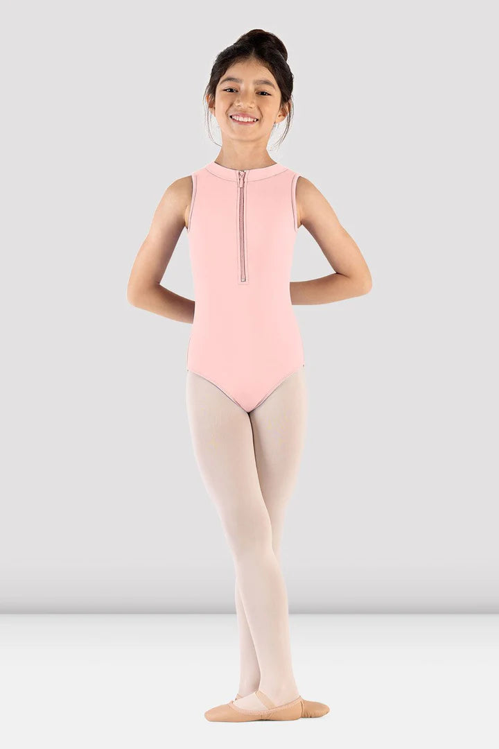 Girls Pink Majesty Zip Front Leotard