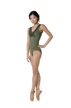 Load image into Gallery viewer, Ladies Giselle Lace Olive Green Trim Leotard
