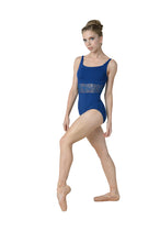 Load image into Gallery viewer, Ladies Joelle Royal Blue Camisole Leotard With Sheer Waist
