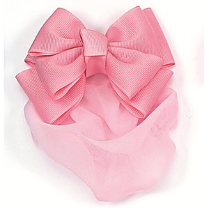 Grosgrain 8 Loop Pink Bow With Snood