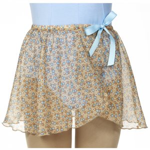 Girls Light Blue Ditsy Floral Mock Pull On Skirt