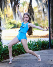 Load image into Gallery viewer, Girls Delicate Horizon Blue Leotard
