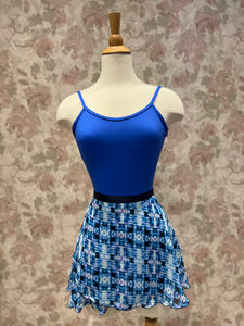 Ladies 14" Blue Tie-Dye Print Wrap On Skirt