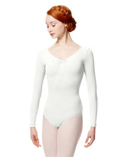 Load image into Gallery viewer, Ladies Samantha Microfiber Gathered Long Sleeve Leotard(Variety of Colors)
