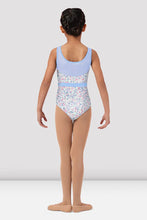 Load image into Gallery viewer, Girls Blue Floral Scoop Back Tank Leotard
