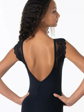 Load image into Gallery viewer, Ladies Lace Black Flutter Sleeve Leotard
