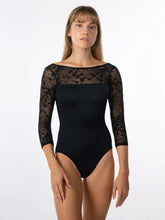 Load image into Gallery viewer, Ladies Evening Meadow Black Illusion 3/4 Sleeve Leotard
