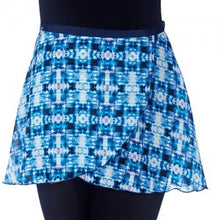 Load image into Gallery viewer, Ladies 14&quot; Blue Tie-Dye Print Wrap On Skirt
