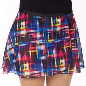 Ladies Modern Pink Blue Plaid Print Wrap On Skirt