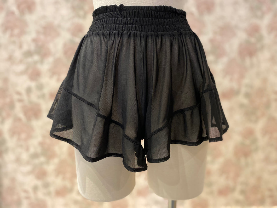 Ladies Black Mesh Shorts