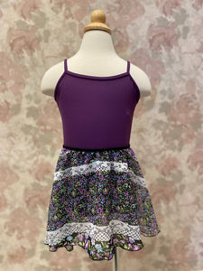 Girls Purple Floral Pull On Skirt